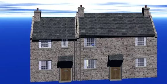 Wooden House With Two Chimney 3d model