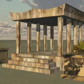 Ancient Stone Temple Building 3d model
