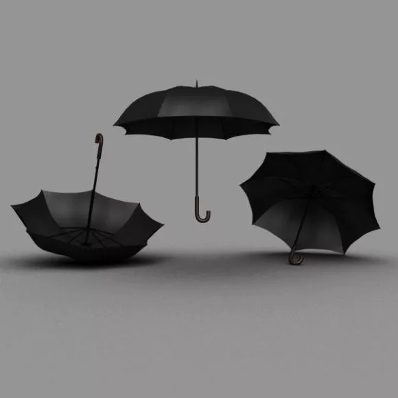 Black Umbrella Set 3d model Black Umbrella Set 3d model