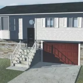 Country Roof House With Garage 3d model