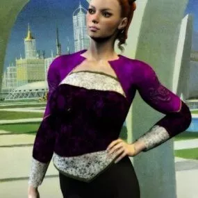 Purple Fashion Woman Character 3d model