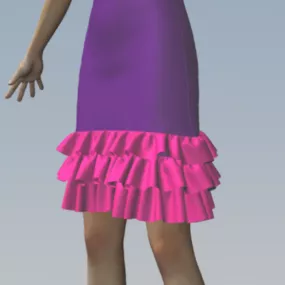 Ruffled Skirt Fashion With Girl Mannequin 3d model