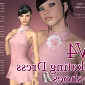 Beautiful Girl In Skating Dress 3d model