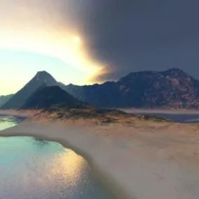 Beach Mountain Landscape 3d model