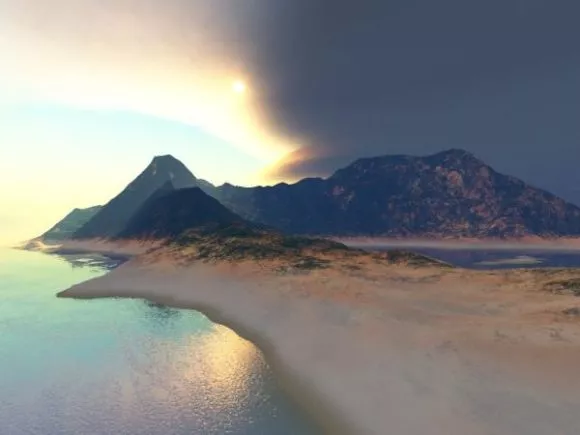 Mountain Landscape Round Block 3d model