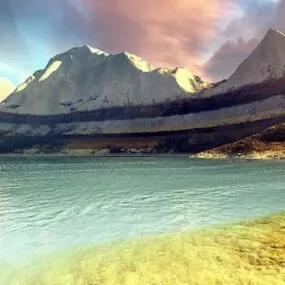 Mountain Snow Beach Landscape 3d model