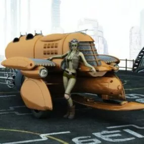 Spacecraft With A Girl Character 3d model