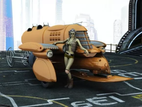 Spacecraft With A Girl Character 3d model Spacecraft With A Girl Character 3d model