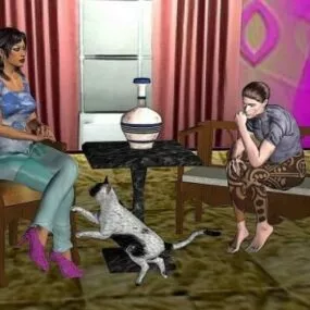 Two Girls Character In Living Room 3d model