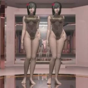 Twin Beautiful Girls Character 3d model