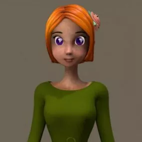 Cartoon Blonde Girl Character 3d model