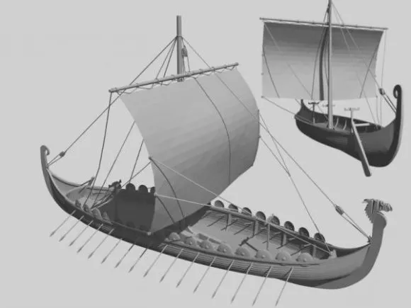 Sea Boat With Sail 3d model