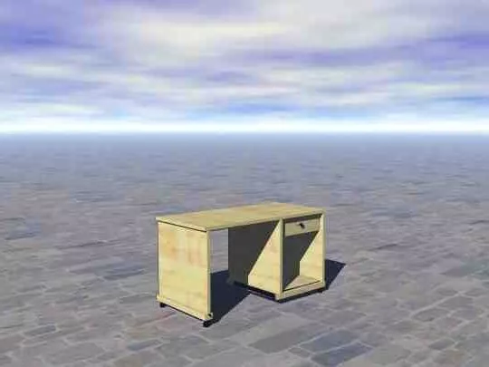 Mdf Work Desk With Side Cabinet 3d model