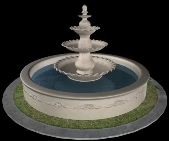 Circle Water Fountain Stone Material 3d model Circle Water Fountain Stone Material 3d model