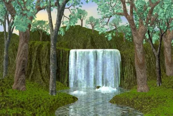 Waterfall In Forest Landscape 3d model Waterfall In Forest Landscape 3d model