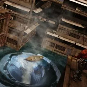 Futuristic Spaceship On Whirlpool 3d model