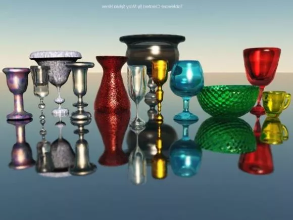 Glass Vase With White Flowers 3d model