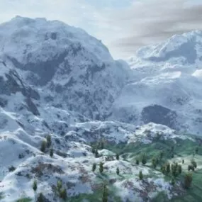 White Winter Mountain 3d model