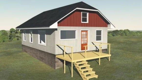Small Roof House With Garage 3d model