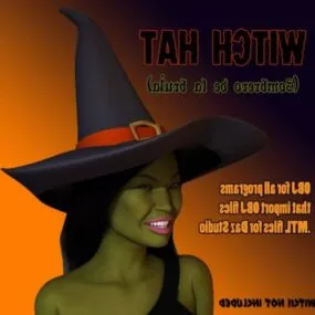 Female Witch With Hat 3d model
