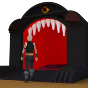 Game Character With Cave House 3d model