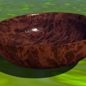 Red Wooden Fruit Bowl 3d model