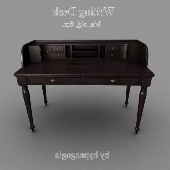 Classic White Work Desk With Side Cabinet 3d model