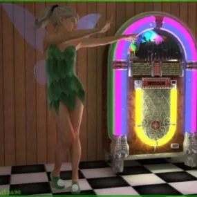 Coffee Shop With Tinker Angel Character 3d model