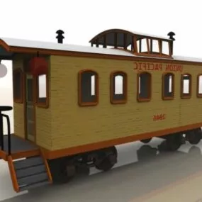 Yellow Train Caboose 3d model