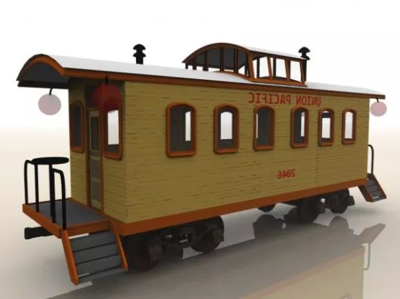 Yellow Train Caboose 3d model Yellow Train Caboose 3d model