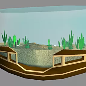 Aquarium With Terrain Under Water 3d model