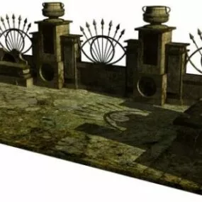 Antique Gate Fence 3d model