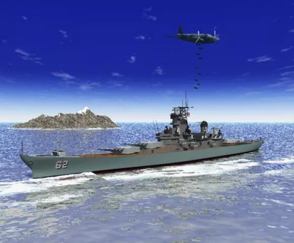 Battleship On Sea 3d model Battleship On Sea 3d model