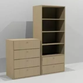 Bookcase Furniture With Drawers 3d model