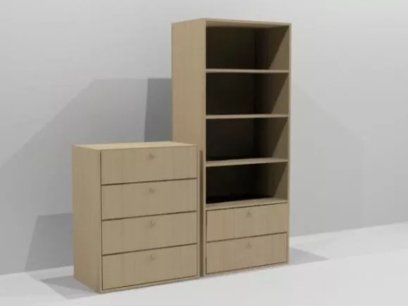 Office Walnut Bookcase 3d model