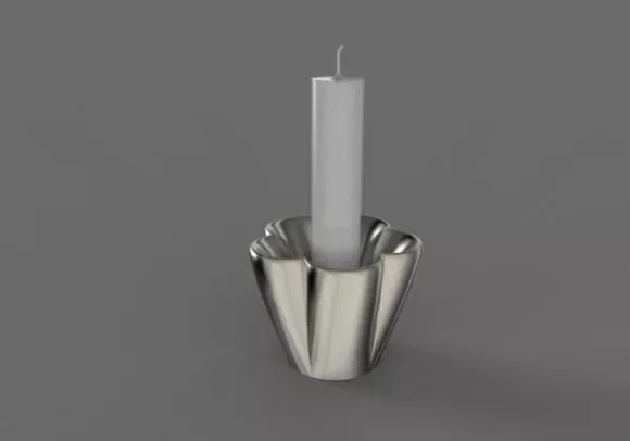 Candle With Chrome Holder 3d model Candle With Chrome Holder 3d model