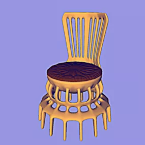 Wood Round Chair Multiple Legs 3d model