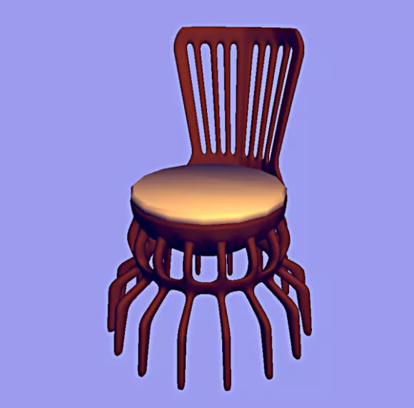 Wood Chair Multiple Legs 3d model Wood Chair Multiple Legs 3d model