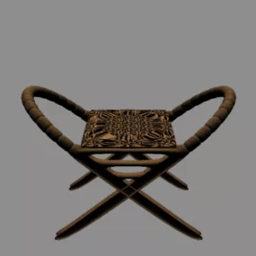 Rattan Chair Stool 3d model