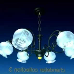 Iron Arm Chandelier Lighting Fixture 3d model