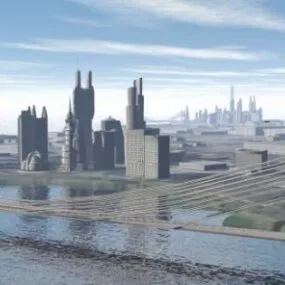 City Building With Skyscraper 3d model
