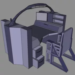 Work Table With Chair And Cabinet 3d model