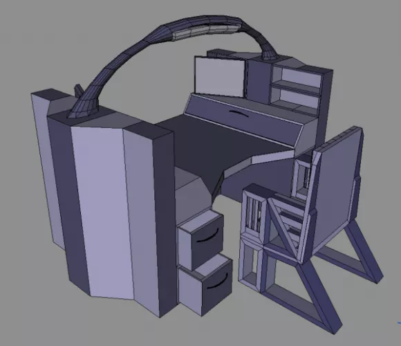 Office Chair, Dark Wood Arm 3d model