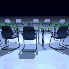 Conference Oval Table With Chairs 3d model