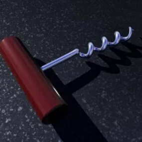 Corkscrew With Wooden Handle 3d model