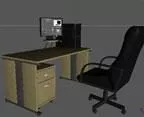 Work Desk With Wheel Chair 3d model