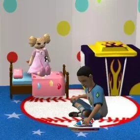 Doll Bed With Kid 3d model