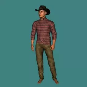 Cowboy Man With Trousers And Shirt 3d model