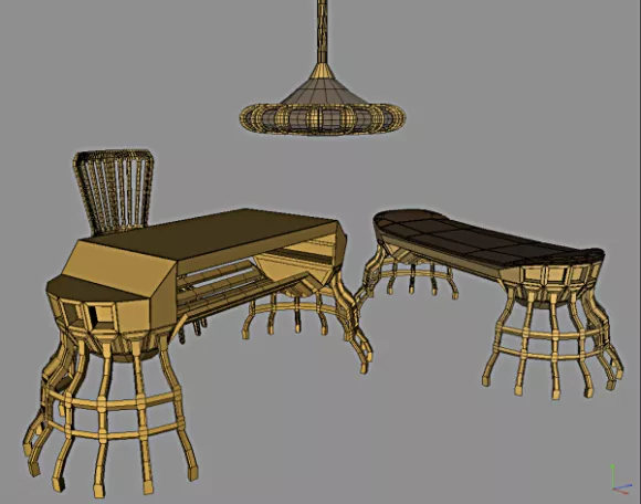 Ancient Table Lamp With Long Leg 3d model