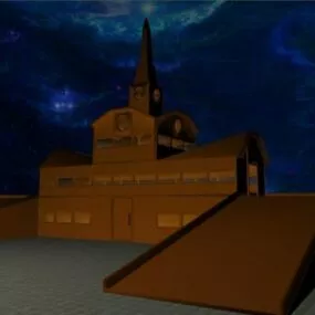 Brick Church Building 3d model